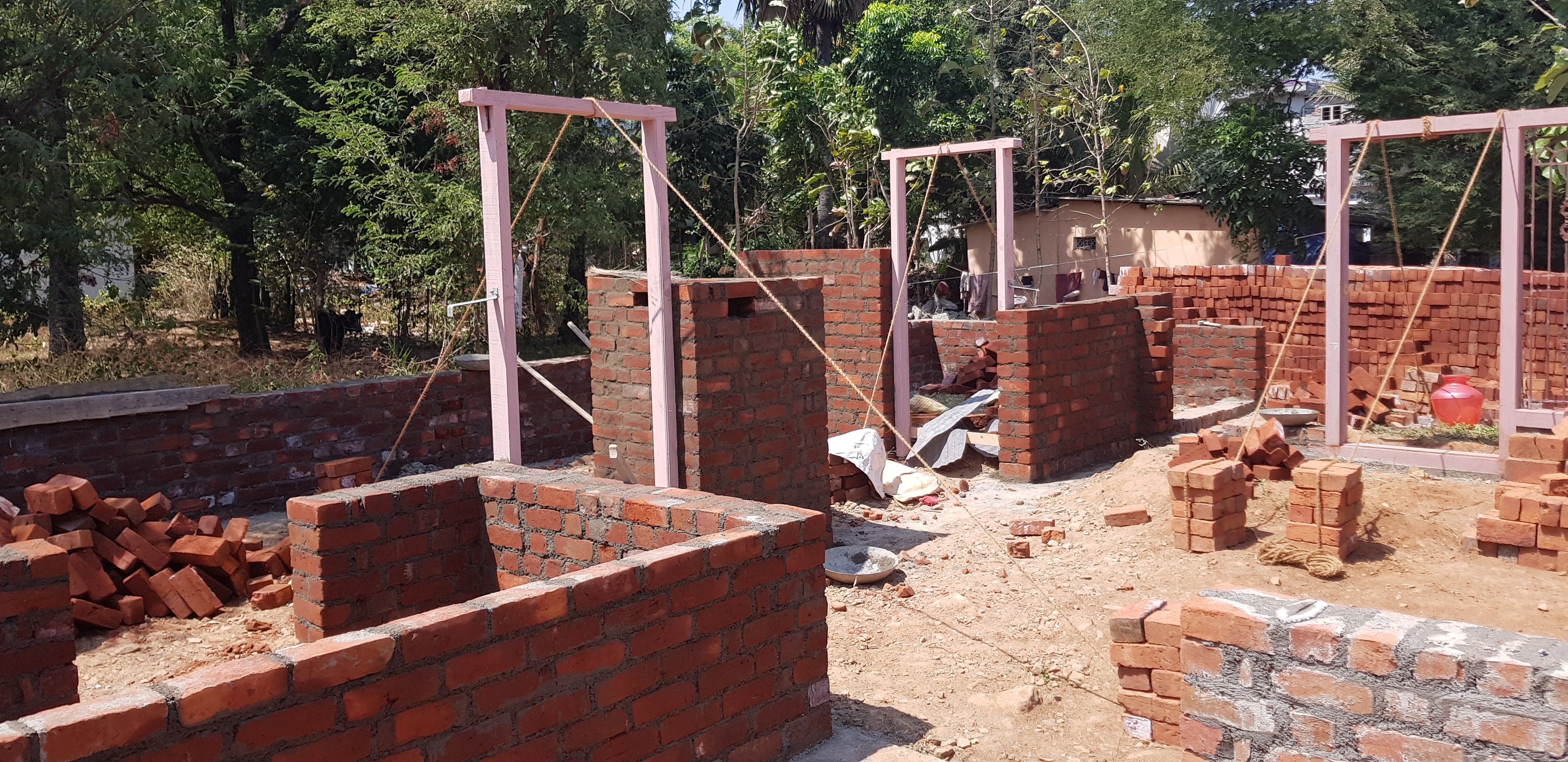 A Residential house Brick work under progress at paraseri