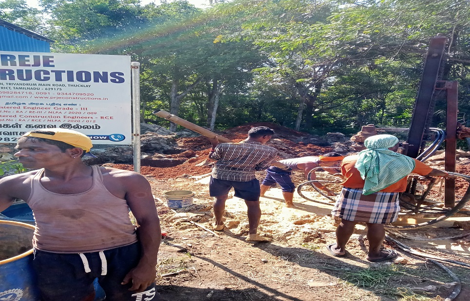 A residential house construction on progress at Mankuzhi