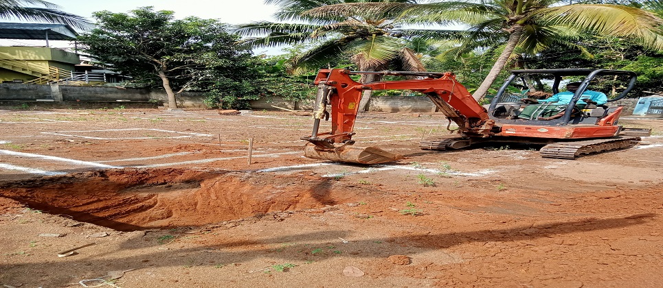 Residential house construction under progress.