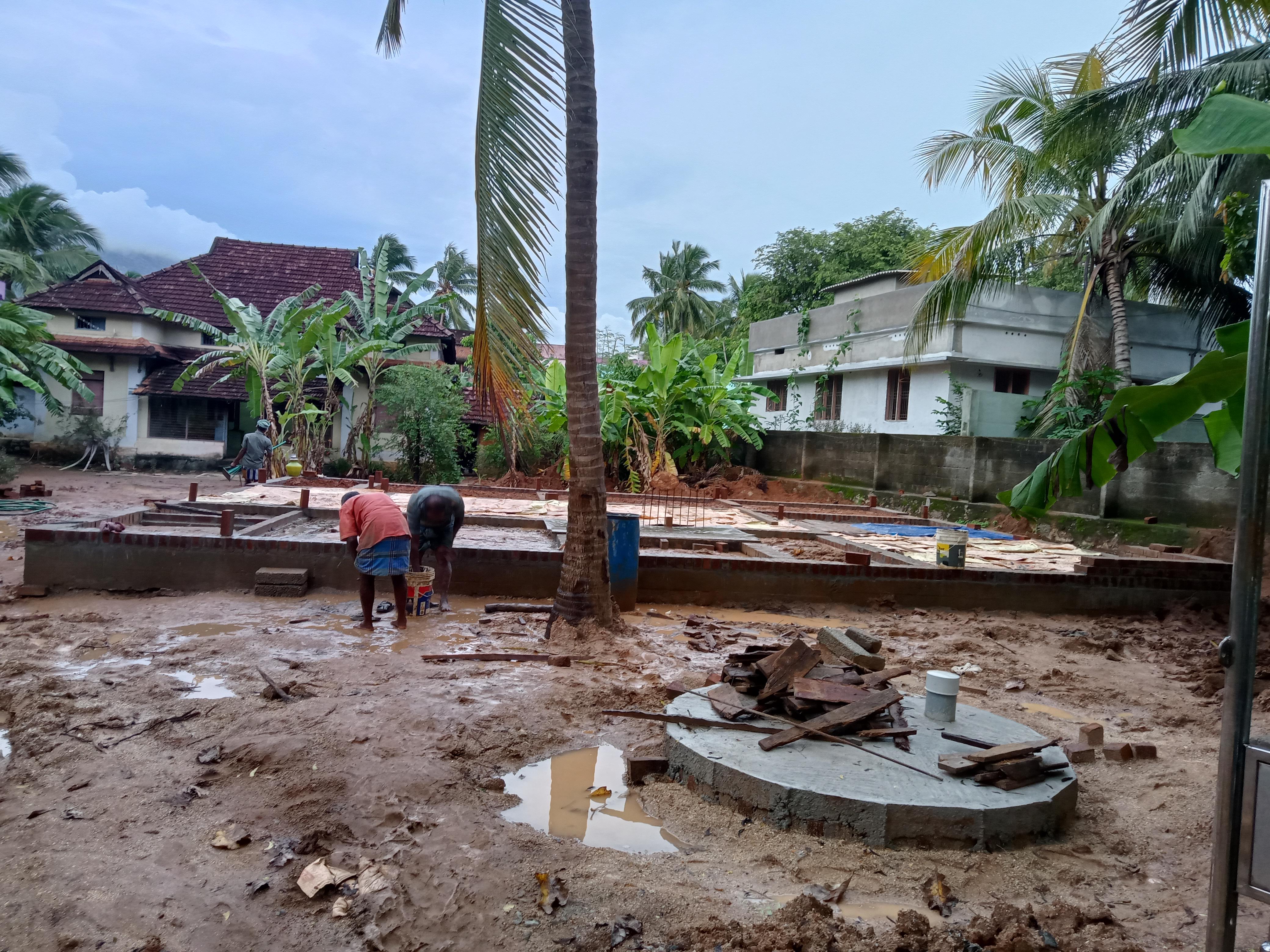 A residential house basement work on progress at karavilai.